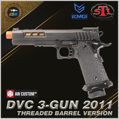 [AW Custom] EMG STI International™ DVC 3-GUN 2011 Pistol GBB (Threaded)-사은품패키지