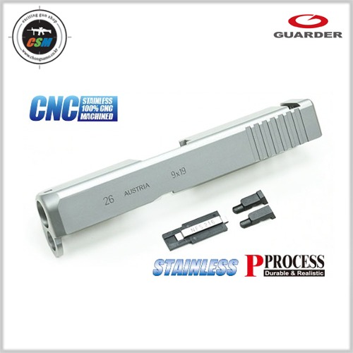 [가더] Stainless CNC Slide Set for MARUI G26 Gen3 (Standard/Silver) (마루이 글록26 스테인레스 슬라이드세트)